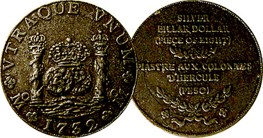 Mexico Silver Pillar Dollar (Counterfeit) 1732