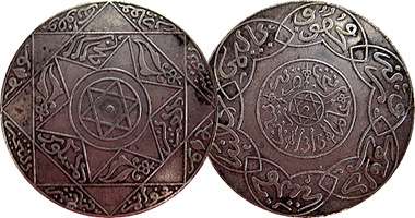 Morocco 5 Dirhams and 10 Dirhams (AH1315) 1897 to 1900