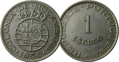 Mozambique 1 Escudo 1936 to 1974