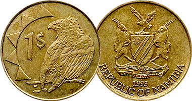 Namibia 1 Dollar 1993 to 2010