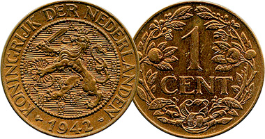 Netherlands 1/2, 1, and 2 1/2 Cents (with Lion) 1877 to 1959