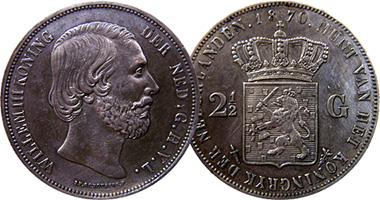 Netherlands 1/2, 1, and 2 1/2 Gulden 1849 to 1874