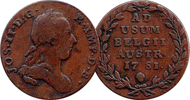 Netherlands (Austrian) Liard and 2 Liard 1744 to 1794