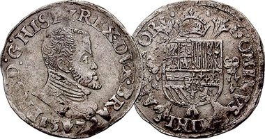 Medieval Netherlands Brabant Ecu and Liard Coinage (Philip II) 1555 to 1598