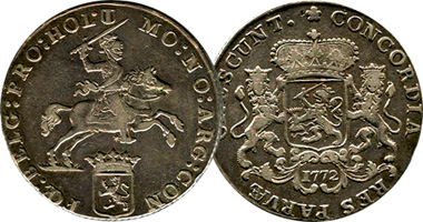 Netherlands 7, 14 Gulden, 1/2, 1, 2 Ducaton (Silver Rider) (Fakes are possible) 1659 to 1793