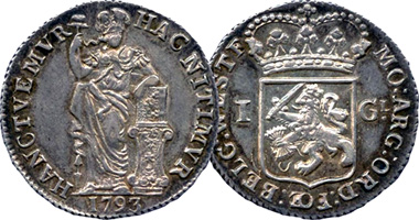 Netherlands West Friesland 1/4, 1/2, 1, and 3 Gulden 1714 to 1794