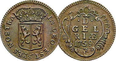 Netherlands 1 Duit Gelderland 1758 to 1768
