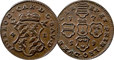 Netherlands (Liege) Liard, 2 Liards, 4 Liards 1750 to 1752