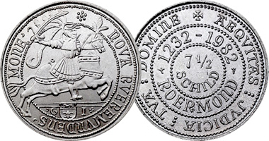 Guyana ~ Guiana (Essequibo and Demerary) 1/8, 1/4, 1/2, 1, 2, and 3 Guilder 1832 to 1835