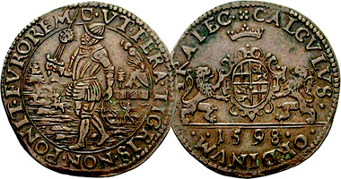 Medieval Netherlands (Utrecht) Copper Jeton 1598