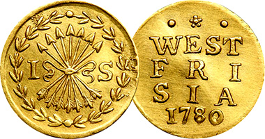 Netherlands (West Friesland) Gold Stuiver 1738 to 1780