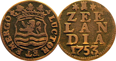 Netherlands Zeeland Duit 1714 to 1797
