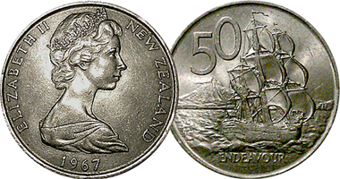New Zealand 50 Cents 1967 to 2009
