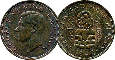 New Zealand Half Penny (Hei-Tiki) 1940 to 1965