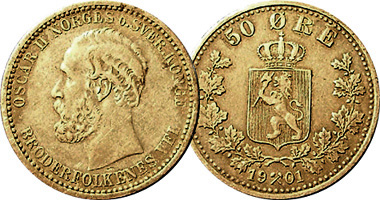 Norway 50 Ore 1874 to 1904