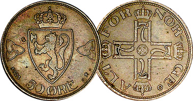 Norway 50 Ore 1920 to 1923
