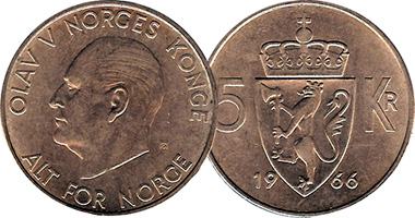 Norway 5 Kroner 1963 to 1988