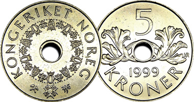 Norway 5 Kroner 1998 to Date