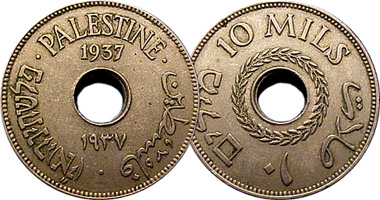 Palestine 5, 10, and 20 Mils 1927 to 1947