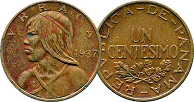 Panama 1 Centesimo 1935 to 2008