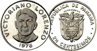 Panama 1, 2 1/2, 5, 10, 25, and 50 Centesimos (Famous People) 1975 to 1985