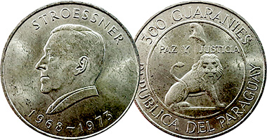 Paraguay 300 Guaranies 1968 to 1973