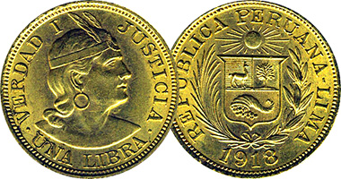 Peru 1/5, 1/2, and 1 Libra (Pound) 1898 to 1969