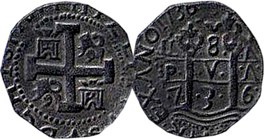 Peru EXANO / REXANO Fake 8 Reales (Counterfeit) 1736