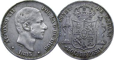 Philippines 50 Centimos 1865 to 1885