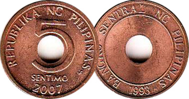 Philippines 5 Sentimos 1995 to Date