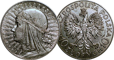 Poland 2, 5, and 10 Zlotych 1932 to 1934