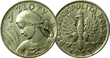 Poland 1 Zloty and 2 Zlote 1924 and 1925