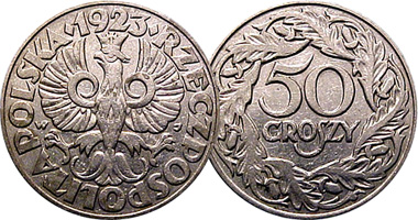 Poland 10, 20, and 50 Groszy 1923