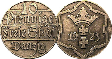 Poland Danzig 10 Pfennig 1923