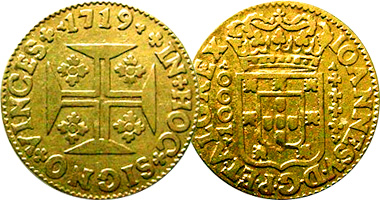 Portugal 1000, 2000, and 4000 Reis 1688 to 1821