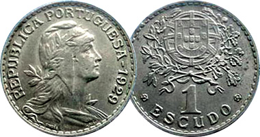 Portugal 50 Centavos and 1 Escudo 1927 to 1968