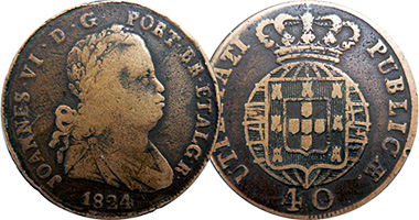 Portugal 40 Reis 1811 to 1825
