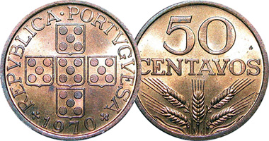 Portugal 10, 20, and 50 Centavos 1942 to 1979