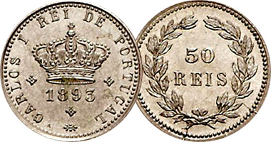 Portugal 50 Reis 1855 to 1889