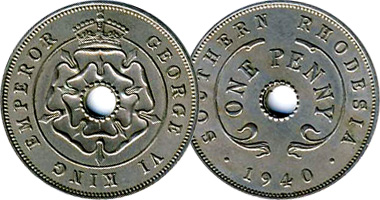 Rhodesia (Southern, Zimbabwe) Half Penny and Penny 1934 to 1954