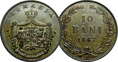 Romania 1 Banu, 2, 5, 10 Bani 1867
