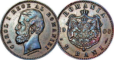 Romania 1 Ban and 2 Bani 1900