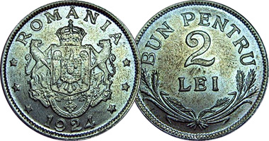 Romania 1 and 2 Lei 1924