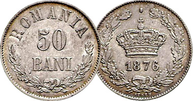 Romania 10, 20, and 50 Bani 1873 to 1900