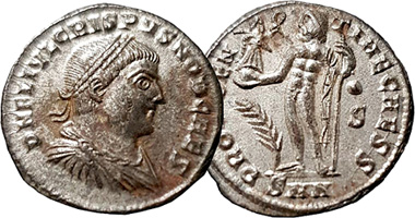 Ancient Rome Crispus Jupiter Follis 317AD to 320AD