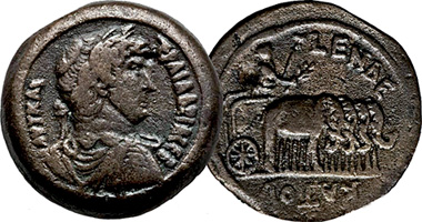 Ancient Rome (Alexandria, Egypt) Hadrian Drachm with Quadriga of Elephants 117AD to 138AD