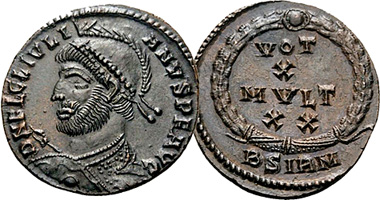 Ancient Rome Julian II Bronze and Siliqua (VOT MVLT) 360AD to 363AD