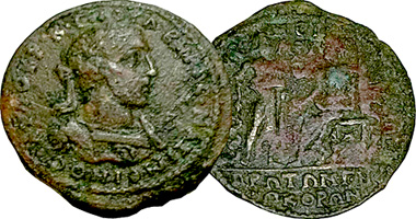 Ancient Rome (Pergamum) Severus Alexander, Zeus and Asklepios 222AD to 235AD