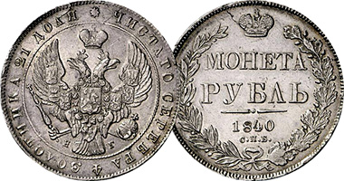Russia Rouble 1832 to 1858