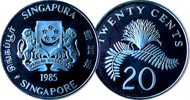 Singapore 20 Cents 1985 to 1993